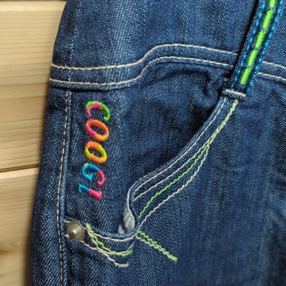 Coogi Overall Mini Skirt Womens 9/10 Blue Embroidered Denim 90s y2k - Picture 4 of 16